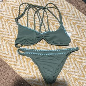 Avocado Green O’Neill Strappy Whipstitch Bikini Set